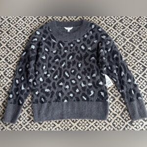 Time and Tru Charcoal Leopard Print Sweater